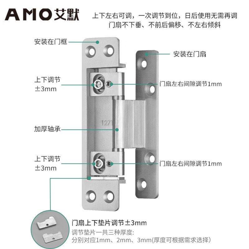艾默隱形門(mén)合頁(yè)不銹鋼304三維可調(diào)暗門(mén)十字鉸鏈木門(mén)外開(kāi)隱藏門(mén)鉸 127t